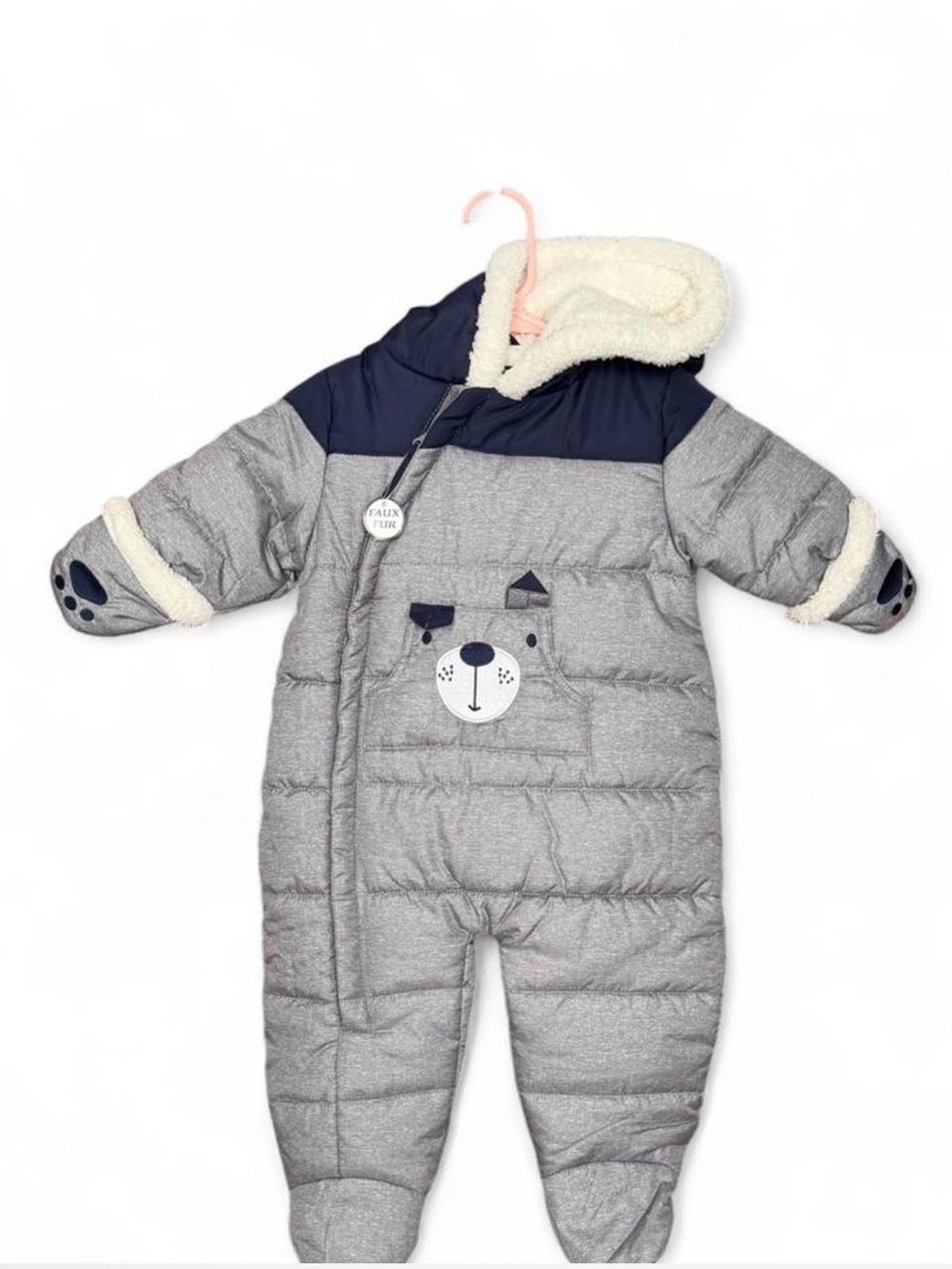 Rothschild Gray and Navy Puffer One-Piece Snowsuit